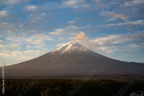 Fuji Mountain. Sunrise Landscape of Fuji at Morning In November, Kawaguchiko, Yamanashi, Japan. Fuji is Iconic and Symbolic Mountain of Japan.