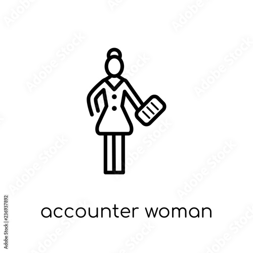 Accounter Woman icon. Trendy modern flat linear vector Accounter Woman icon on white background from thin line Ladies collection