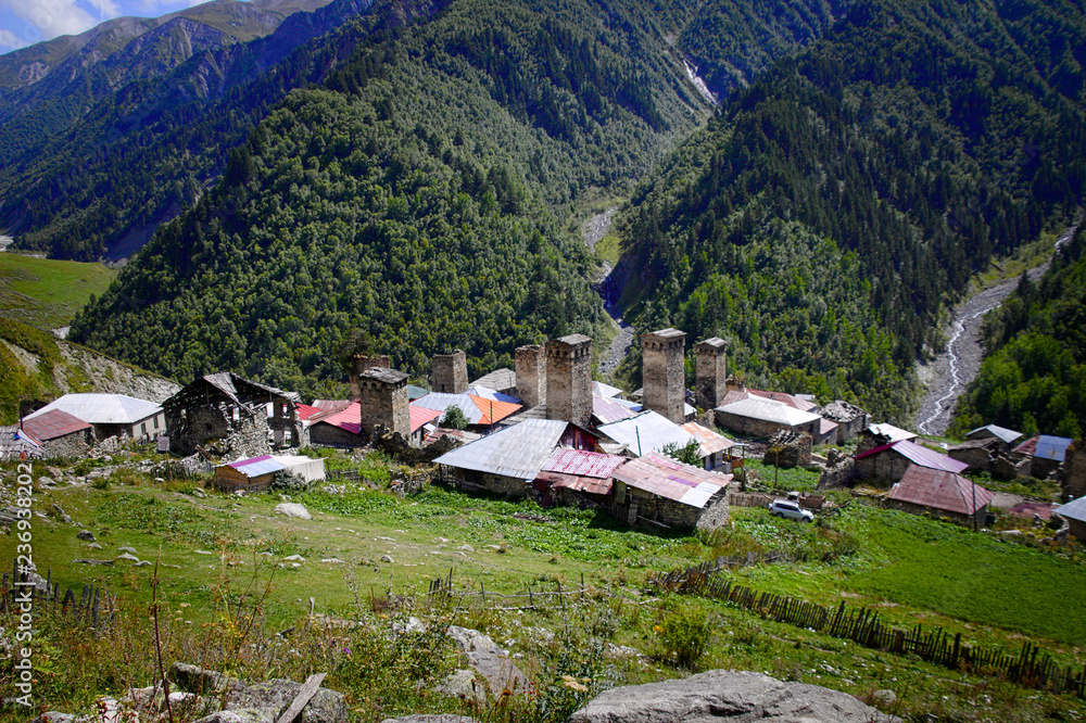 Mountain village in the mountains.