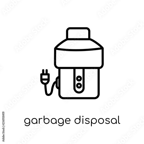 garbage disposal icon. Trendy modern flat linear vector garbage disposal icon on white background from thin line Electronic devices collection photo