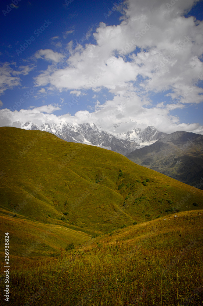 Georgian Mountains landscape on the way from Mestia to Ushguli. Georgian Mountains landscape on the way from Mestia to Ushguli.