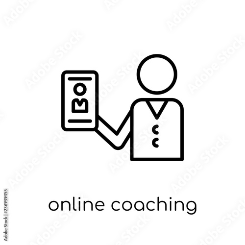 online coaching icon. Trendy modern flat linear vector online coaching icon on white background from thin line E-learning and education collection