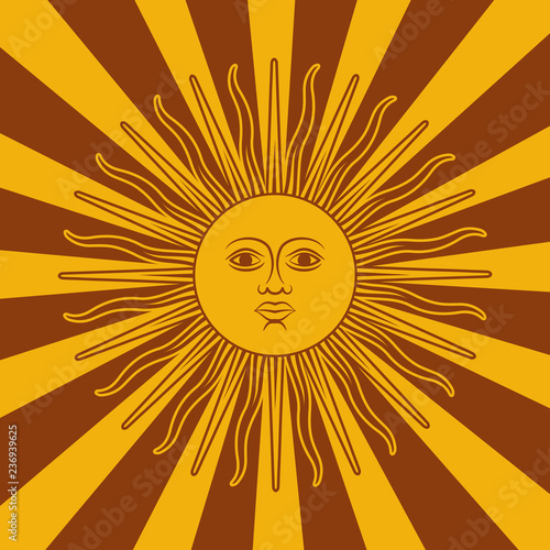 Argentina card - poster vector illustration with sun and flag colors