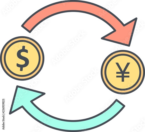 Exchange yen With Dollar Vector Icon