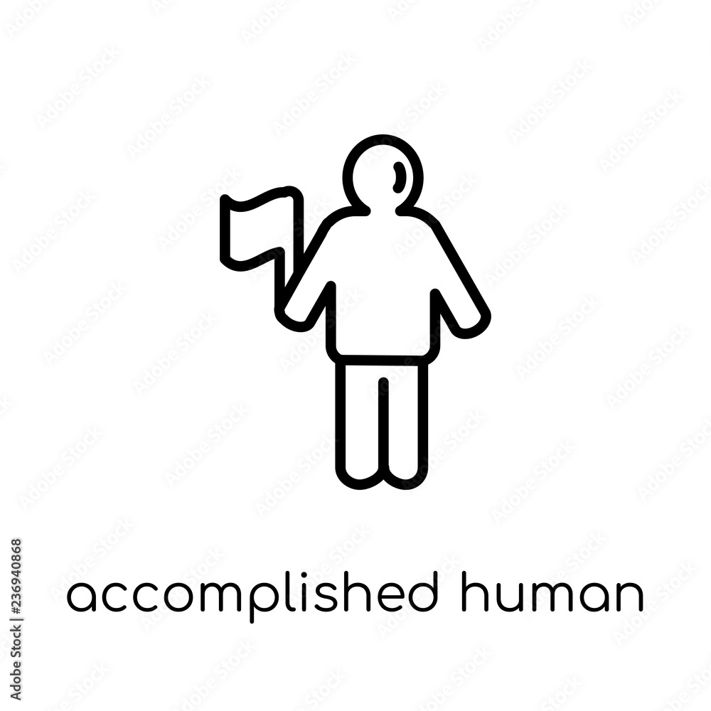 accomplished human icon. Trendy modern flat linear vector accomplished human icon on white background from thin line Feelings collection accomplished human icon. Trendy modern flat linear vector accomplished human icon on white background from thin line Feelings collection