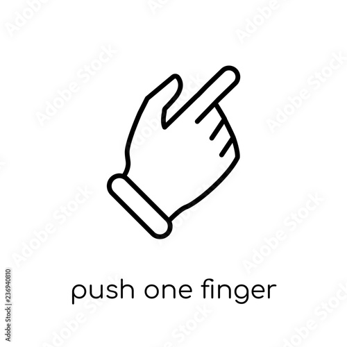 Push one finger and twist back icon. Trendy modern flat linear v