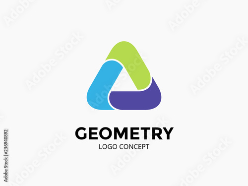 Triangle logo template. Modern vector abstract circle creative sign or symbol. Design geometric element photo