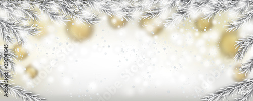 Frozen Twigs Snowfall Golden Baubles Christmas Header