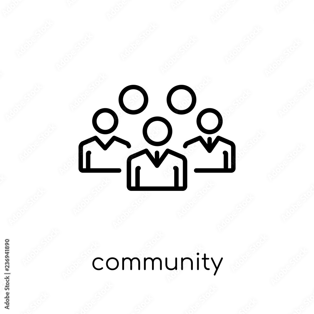 community icon. Trendy modern flat linear vector community icon on white background from thin line general collection community icon. Trendy modern flat linear vector community icon on white background from thin line general collection