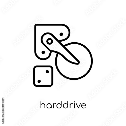 Harddrive icon. Trendy modern flat linear vector Harddrive icon on white background from thin line hardware collection