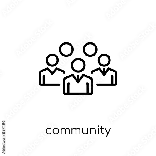 community icon. Trendy modern flat linear vector community icon on white background from thin line general collection