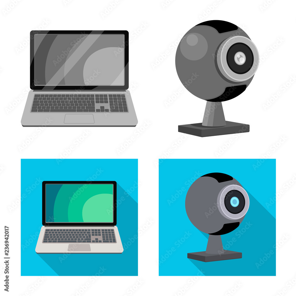Vector design of laptop and device sign. Set of laptop and server vector icon for stock. Vector design of laptop and device sign. Set of laptop and server vector icon for stock.