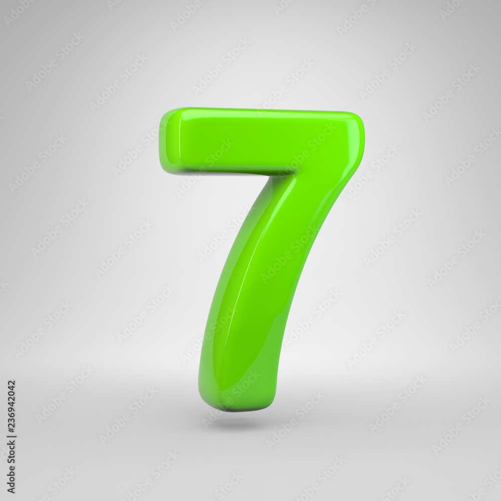 UFO green color number 7 isolated on white background UFO green color number 7 isolated on white background