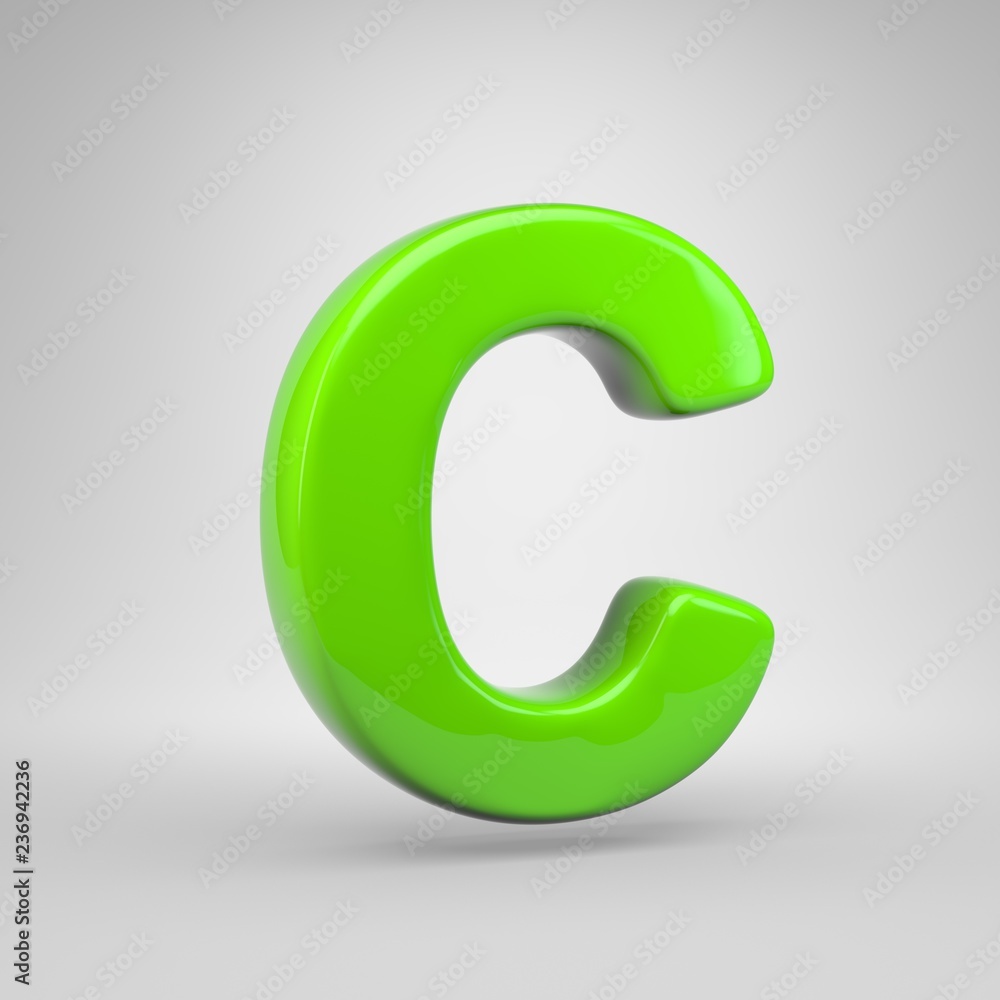 UFO green color letter C uppercase isolated on white background UFO green color letter C uppercase isolated on white background