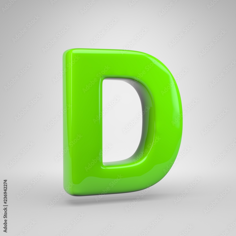 UFO green color letter D uppercase isolated on white background UFO green color letter D uppercase isolated on white background