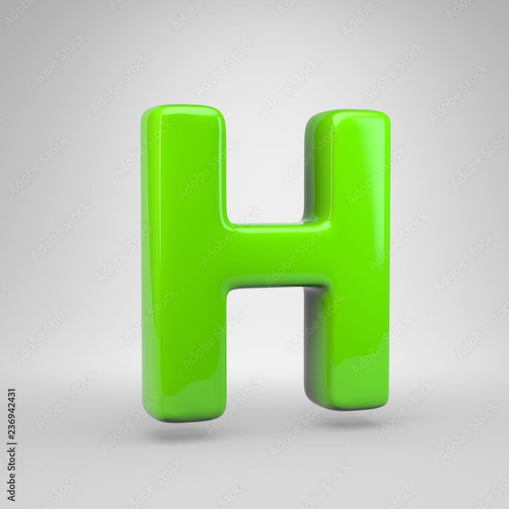 UFO green color letter H uppercase isolated on white background UFO green color letter H uppercase isolated on white background
