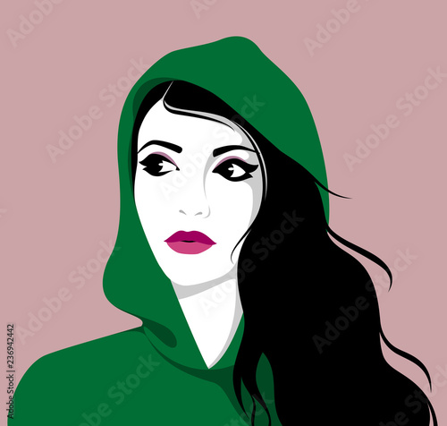 Beautiful woman wearing hoodie