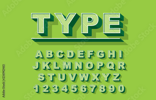 3d Bold retro font. Vintage Alphabet vector 80 s, 90 s Old style graphic poster