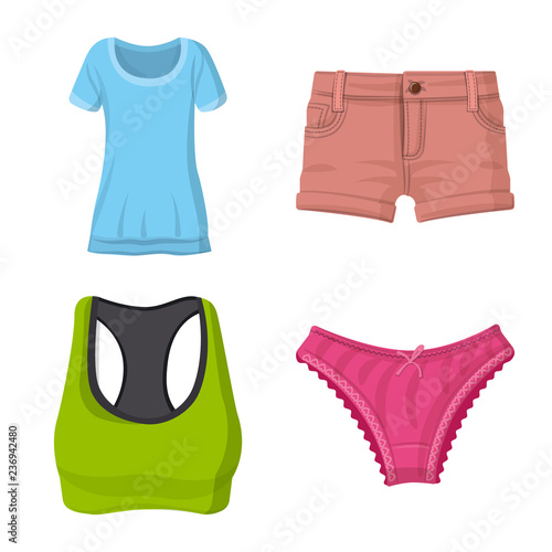 Isolated object of woman and clothing logo. Collection of woman and wear vector icon for stock.