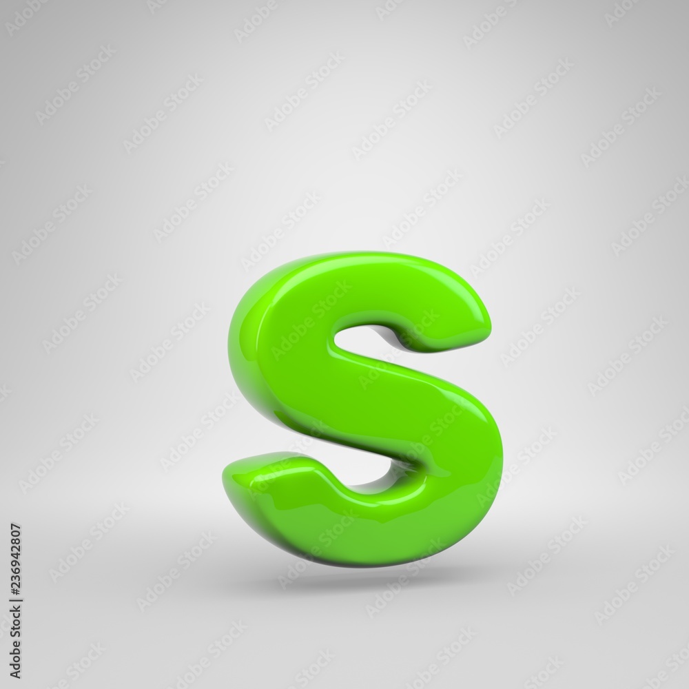 UFO green color letter S lowercase isolated on white background UFO green color letter S lowercase isolated on white background