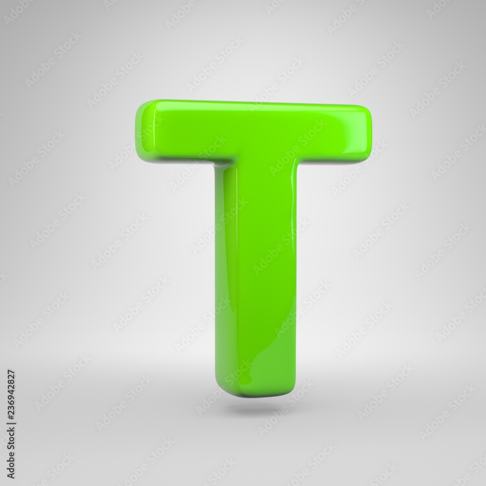 UFO green color letter T uppercase isolated on white background UFO green color letter T uppercase isolated on white background