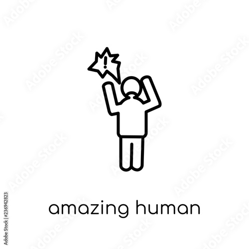 amazing human icon. Trendy modern flat linear vector amazing human icon on white background from thin line Feelings collection