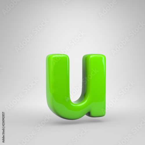 UFO green color letter U lowercase isolated on white background