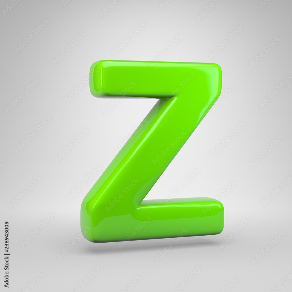UFO green color letter Z uppercase isolated on white background UFO green color letter Z uppercase isolated on white background