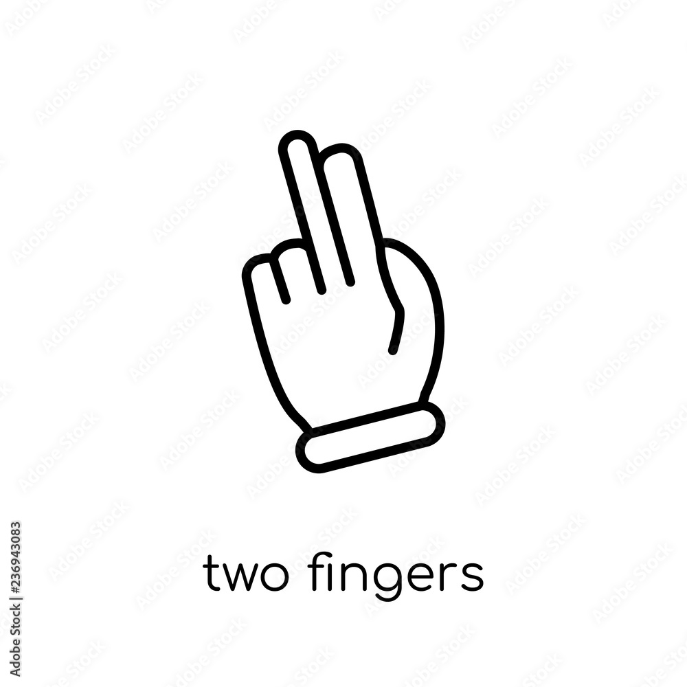 Two Fingers icon. Trendy modern flat linear vector Two Fingers icon on white background from thin line Hands and guestures collection Two Fingers icon. Trendy modern flat linear vector Two Fingers icon on white background from thin line Hands and guestures collection