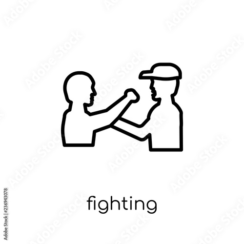 Fighting icon. Trendy modern flat linear vector Fighting icon on white background from thin line People collection