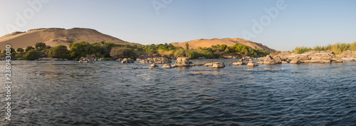 Fotografija View of river nile in Aswan Egypt showing cataracts and mountain