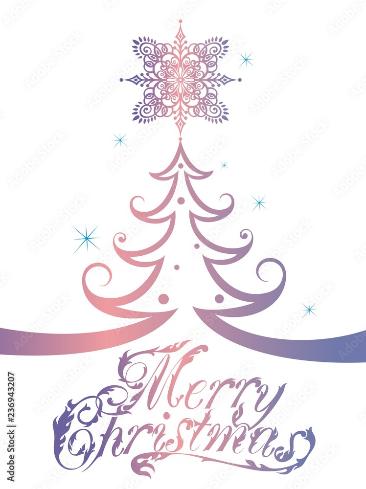Merry Christmas tree. Calligraphy text for greeting cards Merry Christmas tree. Calligraphy text for greeting cards