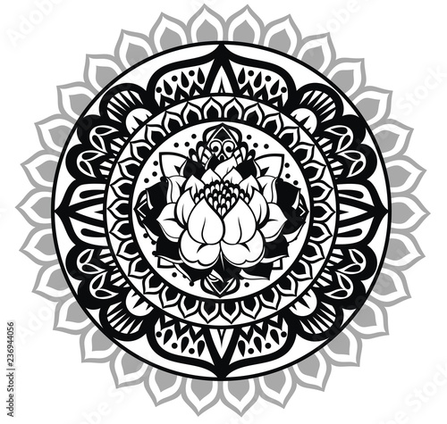 Fototapeta Naklejka Na Ścianę i Meble -  Lotus vector icon, flower icon. Mandala