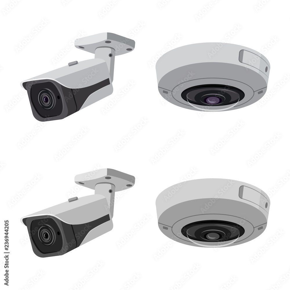 Vector illustration of cctv and camera symbol. Collection of cctv and ...