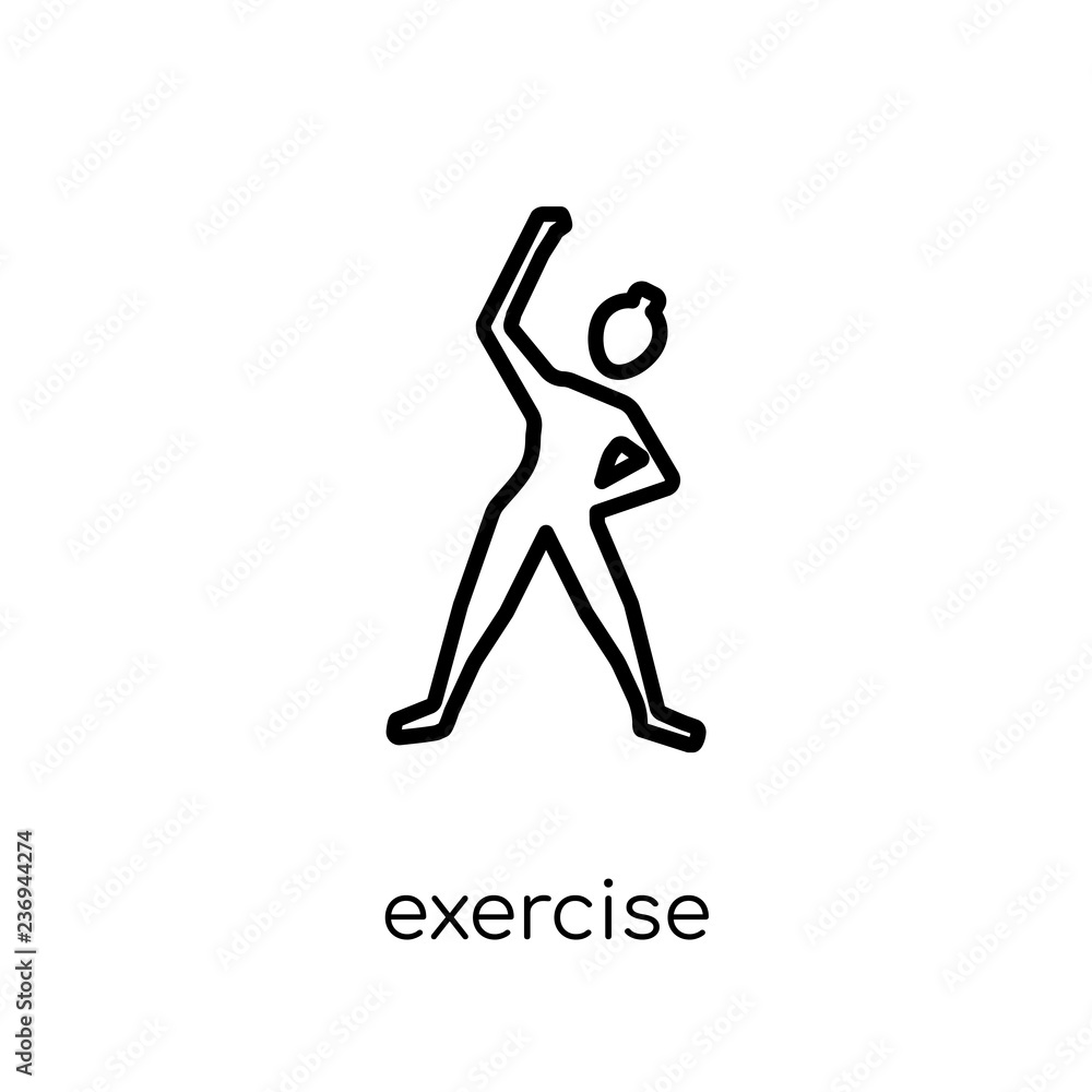 Exercise icon. Trendy modern flat linear vector Exercise icon on white  background from thin line Gym and fitness collection Stock Vector