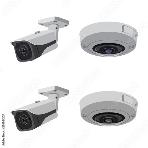 Vector illustration of cctv and camera symbol. Collection of cctv and system vector icon for stock.