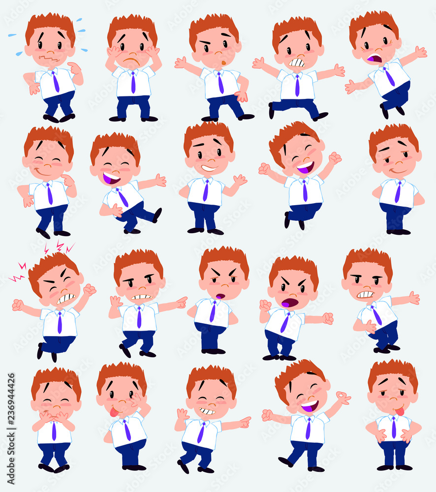 Cartoon character businessman in casual style. Set with different postures, attitudes and poses, doing different activities in isolated vector illustrations. Cartoon character businessman in casual style. Set with different postures, attitudes and poses, doing different activities in isolated vector illustrations.
