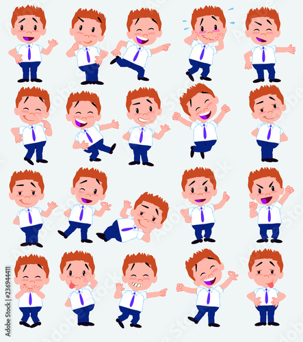 Cartoon character businessman in casual style. Set with different postures, attitudes and poses, always in positive attitude, doing different activities in vector vector illustrations.