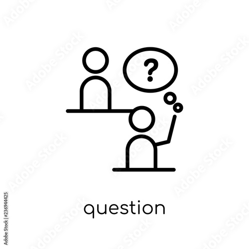 Question icon. Trendy modern flat linear vector Question icon on white background from thin line E-learning and education collection