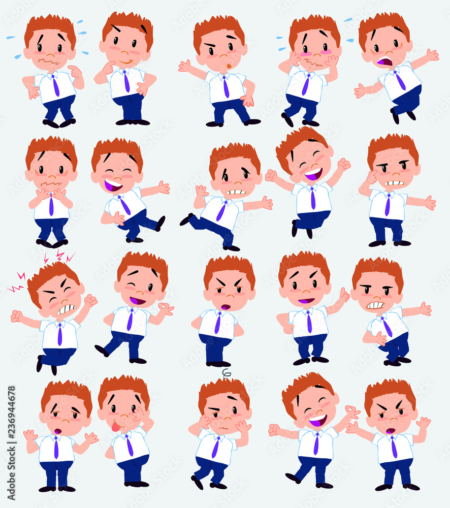 Cartoon character businessman in casual style. Set with different postures, attitudes and poses, doing different activities in isolated vector illustrations. Cartoon character businessman in casual style. Set with different postures, attitudes and poses, doing different activities in isolated vector illustrations.