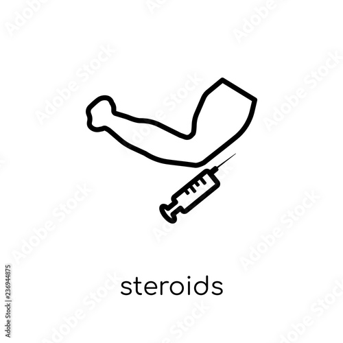 Steroids icon. Trendy modern flat linear vector Steroids icon on white background from thin line Gym and fitness collection