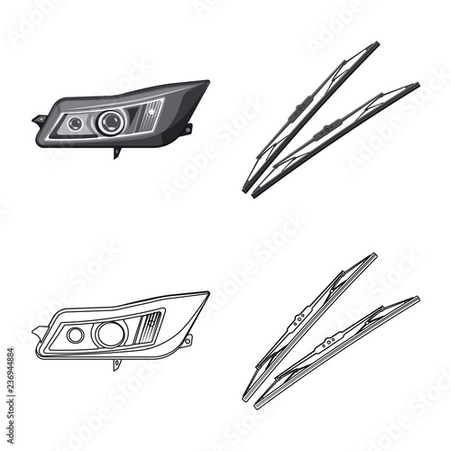 Vector illustration of auto and part icon. Collection of auto and car vector icon for stock.