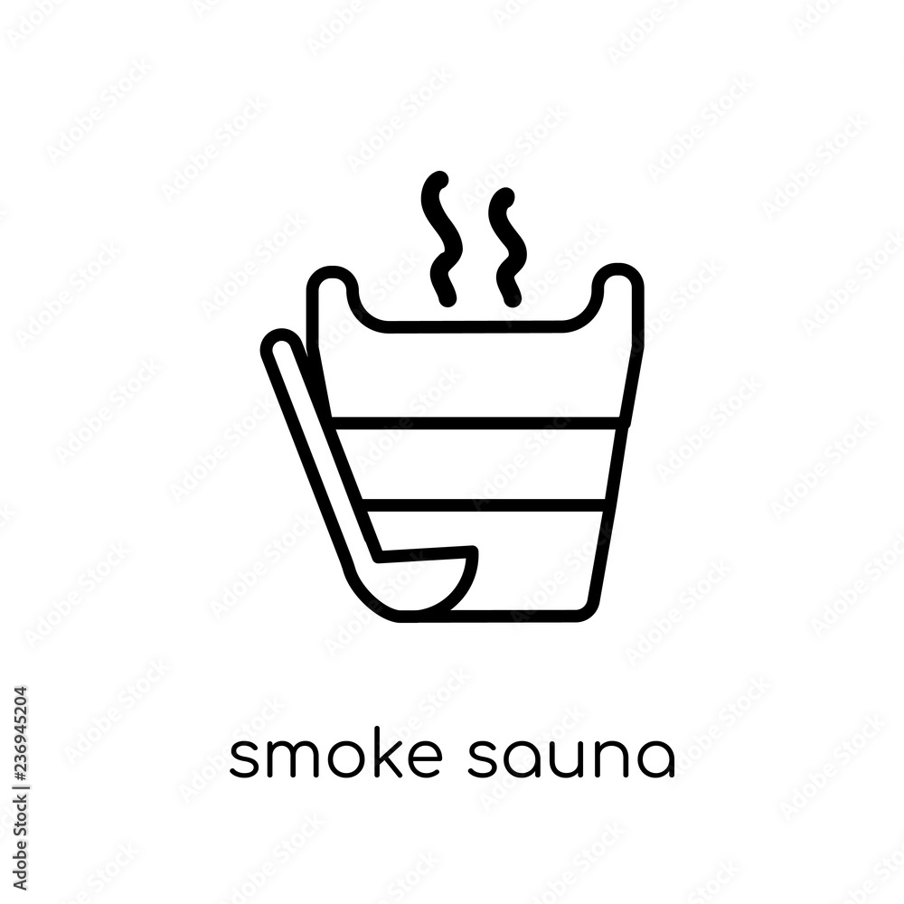 Smoke sauna icon. Trendy modern flat linear vector Smoke sauna icon on white background from thin line sauna collection Smoke sauna icon. Trendy modern flat linear vector Smoke sauna icon on white background from thin line sauna collection
