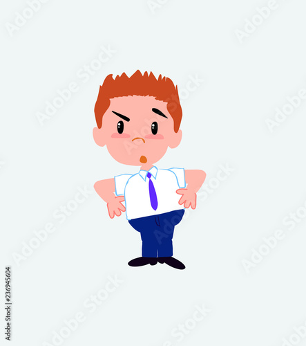 Businessman in casual style with an expression of unpleasant surprise.