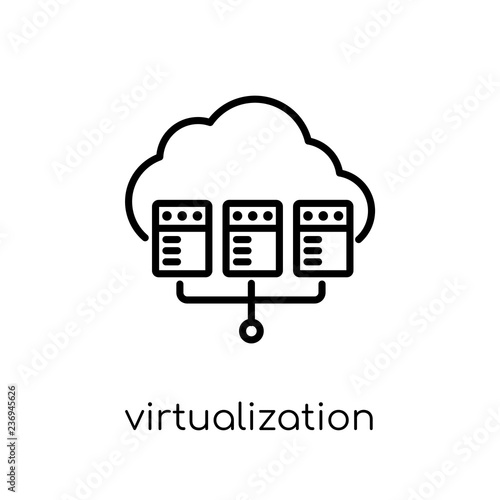 virtualization icon. Trendy modern flat linear vector virtualization icon on white background from thin line Internet Security and Networking collection