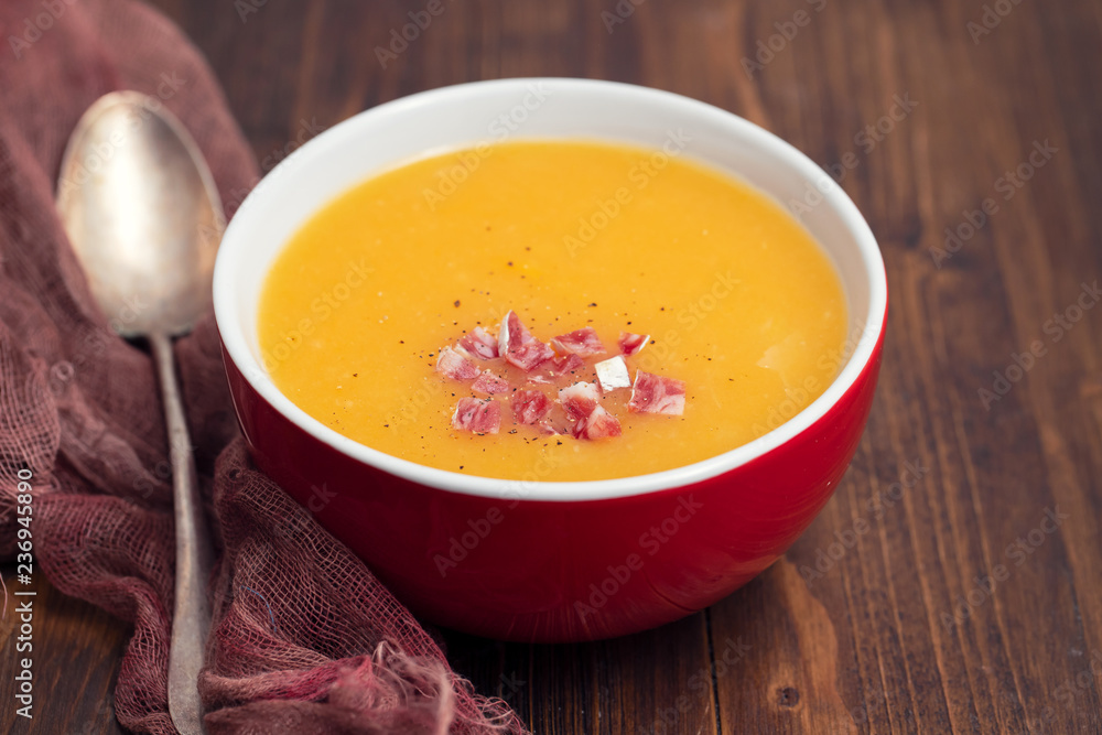 vegetable soup with smoked meat in bowl vegetable soup with smoked meat in bowl