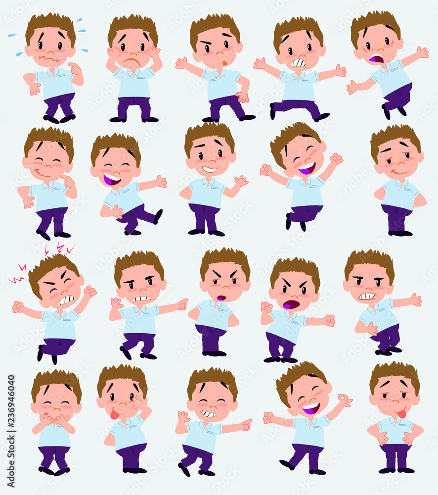 Cartoon character businessman in casual style. Set with different postures, attitudes and poses, doing different activities in isolated vector illustrations. Cartoon character businessman in casual style. Set with different postures, attitudes and poses, doing different activities in isolated vector illustrations.