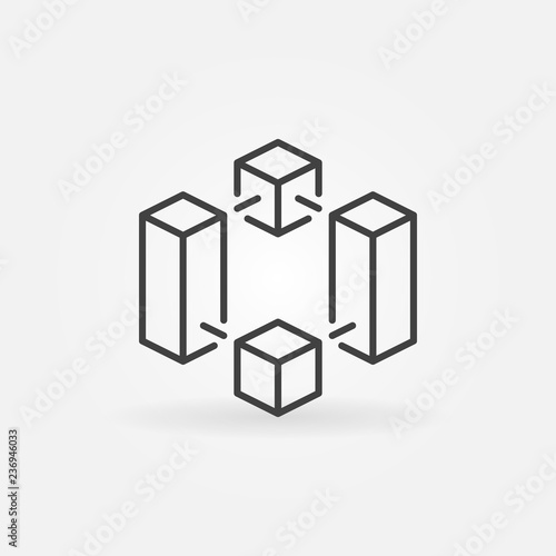 Blockchain cryptocurrency business vector line concept icon or logo element