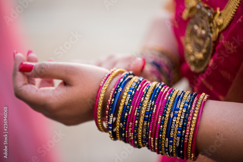colorful bangles , bride ,traditional Hindu wedding , India photo