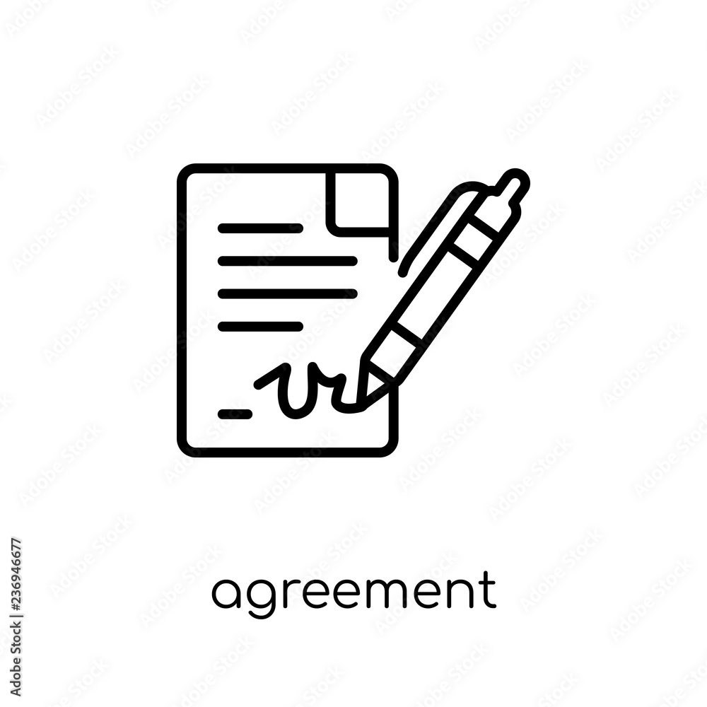 Agreement icon. Trendy modern flat linear vector Agreement icon on white background from thin line law and justice collection Agreement icon. Trendy modern flat linear vector Agreement icon on white background from thin line law and justice collection